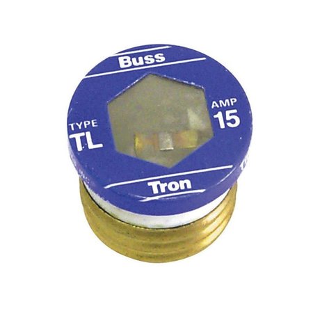 Eaton Bussmann Plug Fuse, TL Series, Time-Delay, 15A, 125V AC, Indicating, 10kA at 125V AC, 3 PK BP/TL-15